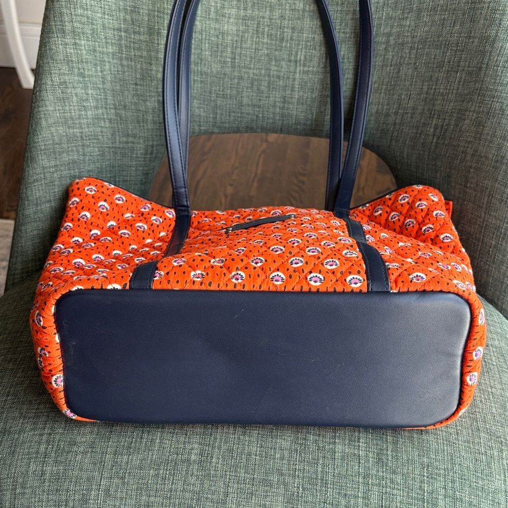 Vera Bradley Trimmed Rio Rosie large Tote purse shoulder bag orange NWOT beach - Picture 10 of 12
